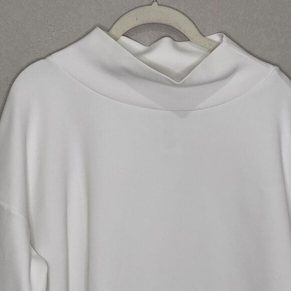 Wolford Sweatshirt Womens Medium White Oversized Mock Neck Asymmetrical Pullover - Picture 7 of 8